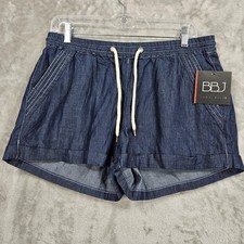 Boom Boom Jeans BBJ Shorts Womens Large Blue Denim Drawstring Cuffed SH24495Z picture
