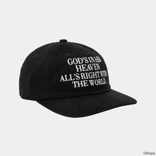 HUF x Evangelion 6 Panel Hat Black Cotton Twill Curved Visor Pin Cap OS New picture