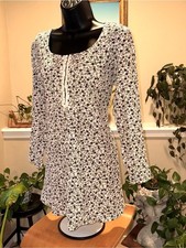 Vintage Victoria's Secret Country Floral Henley Babydoll Dress Cream Purple picture