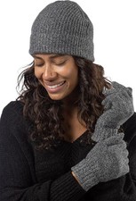 Fishers Finery Women's 100% Pure Cashmere Hat and Gloves Set Gray Retail $109 picture