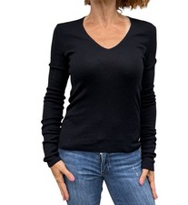 Hermes H Sweater Margiela Era Y2K 90s Cashmere Black Knit V Neck Womens 40 S picture