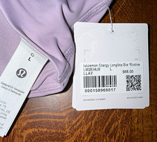 lululemon Energy Longline Sports Bra L Purple Padded Strappy Wireless Stretch picture