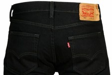 Levis 501 Original Fit Jeans Straight Leg Button Fly 100% Cotton Blue Black picture