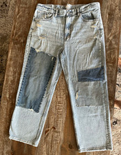 Faherty Light Wash Blue High Rise Straight Jeans Distressed Stretch Size 31 picture