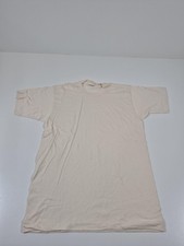 VTG Fruit Of The Loom Shirt Mens L Cream Blank Tee Made USA 90s Single Stitch picture