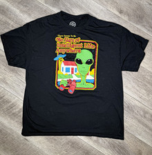 DOM Black Alien Space Graphic Tee XL Crew Neck Short Sleeve Cotton Knit picture