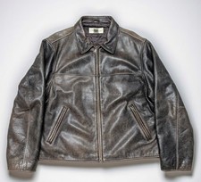 vintage EDDIE BAUER leather BOMBER brown XL jacket PATINA motorcycle LOOSE baggy picture