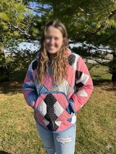 Upcycled Quilt Hoodie M/L Repurposed Quilt pullover picture