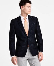 $295 NEW BAR III MENS 38R NAVY FLORAL STRETCH JACQUARD TUXEDO SUIT JACKET COAT picture