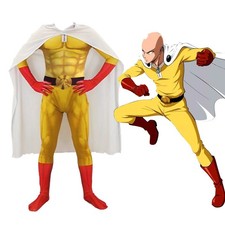 One Punch Man Hero Saitama Cosplay Anime Costume Jumpsuit + Cape 2 Pcs Set picture