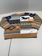 Gymboree Boys' Patchwork Pattern Sweater - Tan, Navy & Gray. NWT picture