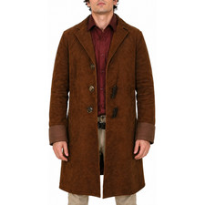 Firefly Malcolm Reynolds Real Suede Leather Brown Trench Coat Jacket Costume picture