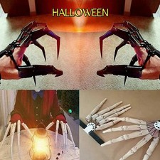 3D Printed Halloween Articulated Fingers Skeleton Claw Gloves Cosplay Prop picture