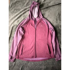 L.L.Bean Women's Large Hooded Fleece Jacket Pink Purple Full Zip Thumbholes picture