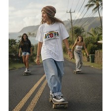 Hawaii The Aloha State White T-Shirt License Plate Graphic Tee sz Medium Skater picture