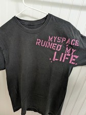 Vintage 2006 Hot Topic MySpace Ruined My Life T Shirt Black Emo Y2K Scene picture