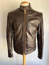 LESCO LEATHERS Vintage 70s Brown Motorcycle Cafe Racer Leather Jacket Size 40 picture