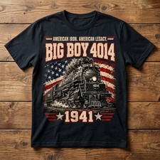 Big Boy 4014 Vintage Steam Locomotive Railroad Train Engine T-Shirt A79 picture
