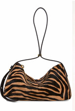 VERONICA BEARD Ziger Small Animal Print Leather/Animal Hair Shoulder Bag Zip picture