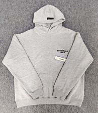 Essentials Fear of God Gray Pullover Hoodie Men's M Hooded Pockets Logo picture