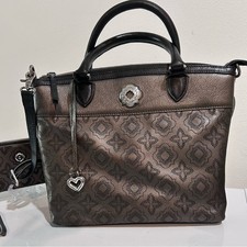 Brighton Octavia prima Metallic Bronze Pewter Leather Satchel bag picture
