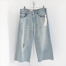 NEW Pilcro Anthropologie Wide Leg Crop Jeans Womens Size 28 Light Wash Denim picture