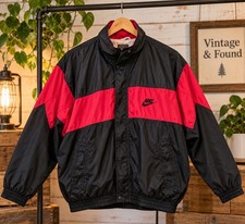 Vintage 90s Nike Gray Tag Windbreaker Jacket Men's L Black Red Colorblock picture