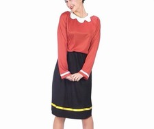 Fun World Womens Olive Oyl Halloween Costume Dress Red Black Med-Large 10-14 picture