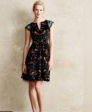ANTHROPOLOGIE  Eva Franco larksong Corduroy Birds Sequin Dress size 6 picture