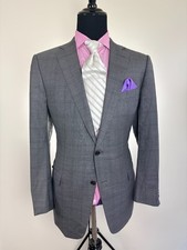 Gorgeous Ermenegildo ZEGNA Modern 2-Button Gray Windowpane Sport Jacket 46 L / R picture