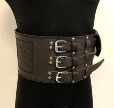 Handmade Brown Leather Men's Corset Belt – Viking Style, Waist Belt for Support picture