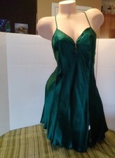 Vintage Victoria's Secret 100% Silk L Green Slip Dress Nightgown Gold Label picture