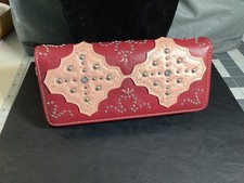 Vintage American Bling Ladies Leather Studded Western Style Wallet picture