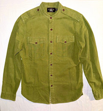 RRL Double RL VTG Ralph Lauren Green Band Collar Officer Military Shirt Mens M picture