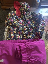 hanna andersson snowsuit size 4 100 pink navy floral EUC picture