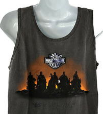Harley Davidson Tank Top Shirt Gray Brothers Distressed Dyed Chest36in Mens S picture