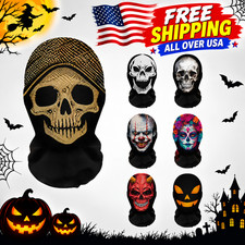 Halloween Skeleton Mask Elastic Mesh Hood Scary Face Cover Cosplay Party Costume picture