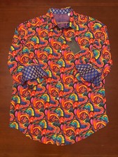 Robert Graham Interwoven Neon Mens Limited Edition Silk Shirt S NWT $398 picture