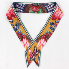Hermes  100% Silk Brazil Feather Twilly Bandeau Scarf 2