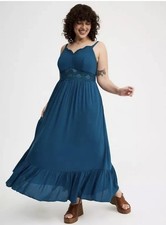Brand New With Tags Torrid Lace Inset Maxi Dress in Legion Blue Size 3 3x picture
