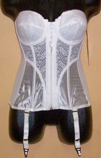 NWT Vintage old stock 1980s LADY MARLENE White CORSET with GARTER BELT Sz- 38 C picture