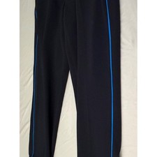 Theory Treeca Navy Pull-on Pants in Admiral Crepe With Electric Blue Edge picture
