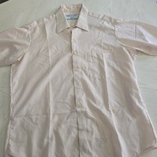 Vintage Sears Perma-Prest Ultressa Cream Short Sleeve Button Up Shirt 17 Regular picture