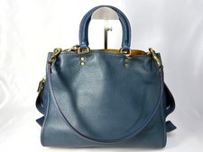 Coach First Generation 1941 Rogue 31 Blue Pebbled Leather Handbag 20315 picture