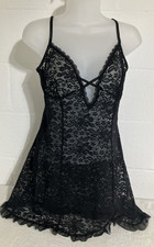 Black Lace  Cami Tunic Dress Top Boho Strappy Back Layered Bow Ruffle Small picture