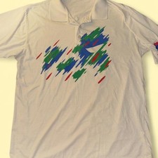 Vintage Abstract White Polo Shirt picture