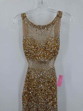 Pre-Owned Jovani Gold Size 4 Gown Long Evening Gown picture