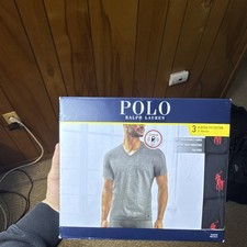 Polo Ralph Lauren Classic Fit Cotton V-Neck Undershirt 3-Pack Black M picture