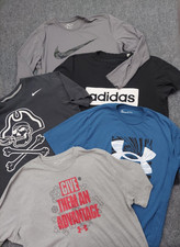 Lot 5 NIKE UNDER ARMOUR ADIDAS Shirt Mens XL Graphic Print Tee Cotton Short Slv picture