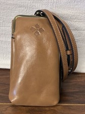NEW Patricia Nash Pertina Frame Leather Naturale Kiss Lock Phone Crossbody Bag picture